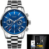 Men's Business Style Alloy Case Leather Belt Round Dial Sixpin Chronograph Calendar Watch