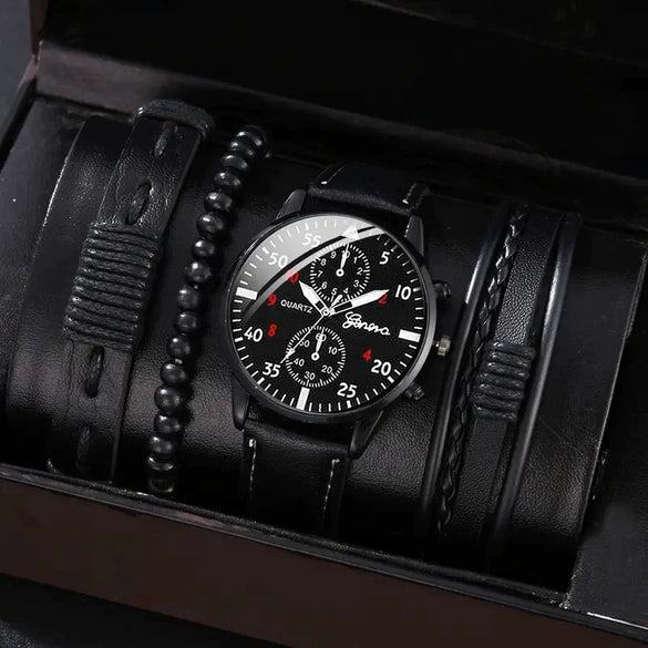Men's Business Style Alloy Case Mineral Reinforced Glass Mirror Canvas Quartz Bracelet Watch With Single Calendar And Spiral Crown