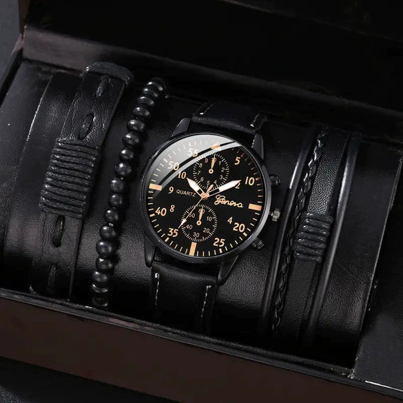 Men's Business Style Alloy Case Mineral Reinforced Glass Mirror Canvas Quartz Bracelet Watch With Single Calendar And Spiral Crown
