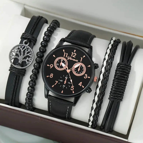 Men's Business Style Alloy Case Mineral Reinforced Glass Mirror Canvas Quartz Bracelet Watch With Single Calendar And Spiral Crown
