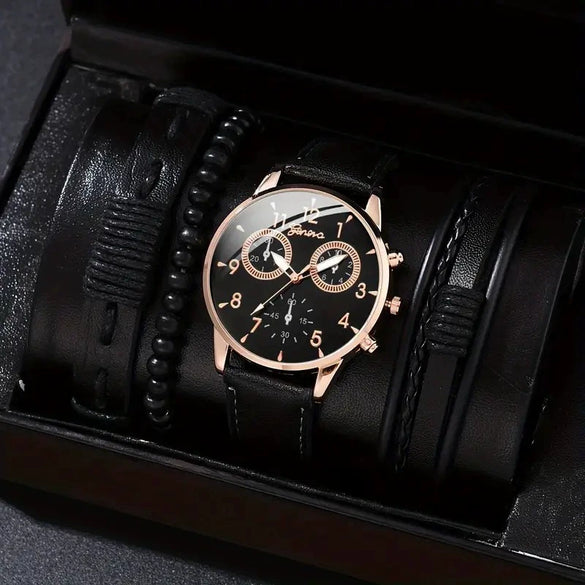 Men's Business Style Alloy Case Mineral Reinforced Glass Mirror Canvas Quartz Bracelet Watch With Single Calendar And Spiral Crown