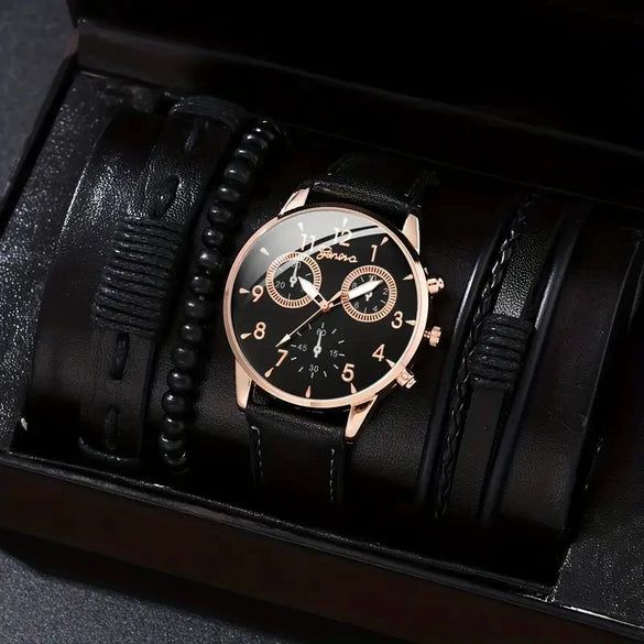 Men's Business Style Alloy Case Mineral Reinforced Glass Mirror Canvas Quartz Bracelet Watch With Single Calendar And Spiral Crown