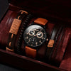 Men's Business Style Alloy Case Mineral Reinforced Glass Mirror Stainless Steel Buckle Imitation Leather Strap Round Dial Quartz Watch