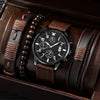 Men's Business Style Alloy Case Mineral Reinforced Glass Mirror Stainless Steel Buckle Imitation Leather Strap Round Dial Quartz Watch