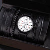 Men's Business Style Alloy Case Mineral Reinforced Glass Mirror Stainless Steel Buckle Imitation Leather Strap Round Dial Quartz Watch