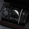 Men's Business Style Alloy Case Mineral Reinforced Glass Mirror Stainless Steel Buckle Imitation Leather Strap Round Dial Quartz Watch