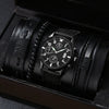 Men's Business Style Alloy Case Mineral Reinforced Glass Mirror Stainless Steel Buckle Imitation Leather Strap Round Dial Quartz Watch