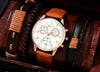 Men's Business Style Alloy Case Mineral Reinforced Glass Mirror Stainless Steel Buckle Imitation Leather Strap Round Dial Quartz Watch