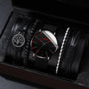 Men's Business Style Alloy Case Mineral Reinforced Glass Mirror Stainless Steel Buckle Imitation Leather Strap Round Dial Quartz Watch