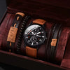 Men's Business Style Alloy Case Mineral Reinforced Glass Mirror Stainless Steel Buckle Imitation Leather Strap Round Dial Quartz Watch