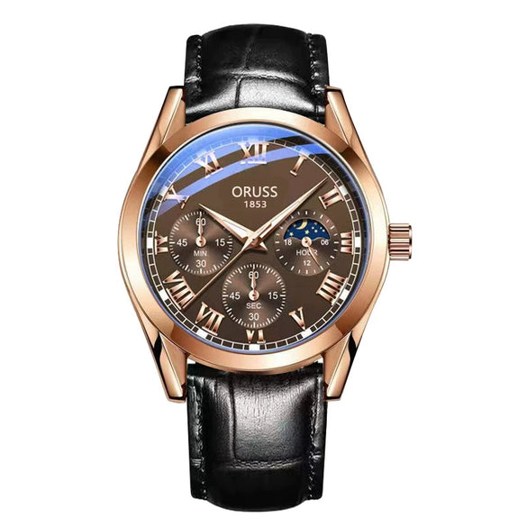 Men's Business Style Alloy Case Mineral Strengthened Glass Mirror Waterproof Quartz Watch