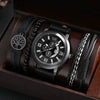 Men's Business Style Alloy Case Quartz Watch With Imitation Leather Strap And Round Dial