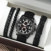 Men's Business Style Alloy Case Quartz Watch With Imitation Leather Strap And Stainless Steel Clasp Round Dial