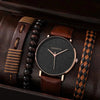 Men's Business Style Alloy Case Quartz Watch With Imitation Leather Strap And Stainless Steel Clasp Round Dial