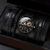 Men's Business Style Alloy Case Quartz Watch With Imitation Leather Strap And Stainless Steel Clasp Round Dial