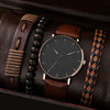Men's Business Style Alloy Case Quartz Watch With Imitation Leather Strap And Stainless Steel Clasp Round Dial