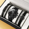 Men's Business Style Alloy Case Quartz Watch With Imitation Leather Strap And Stainless Steel Clasp Round Dial