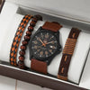 Men's Business Style Alloy Case Quartz Watch With Imitation Leather Strap And Stainless Steel Clasp Round Dial
