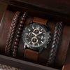 Men's Business Style Alloy Case Quartz Watch With Imitation Leather Strap And Stainless Steel Clasp Round Dial
