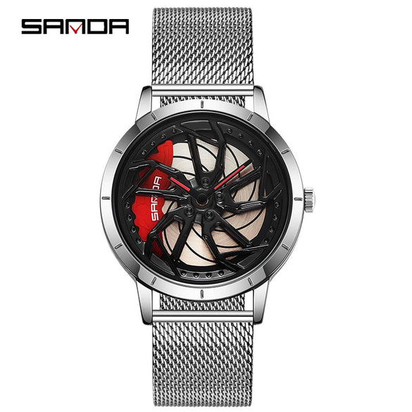 Men's Business Style Alloy Case Quartz Watch With Mesh Or Steel Belt Round Dial Waterproof