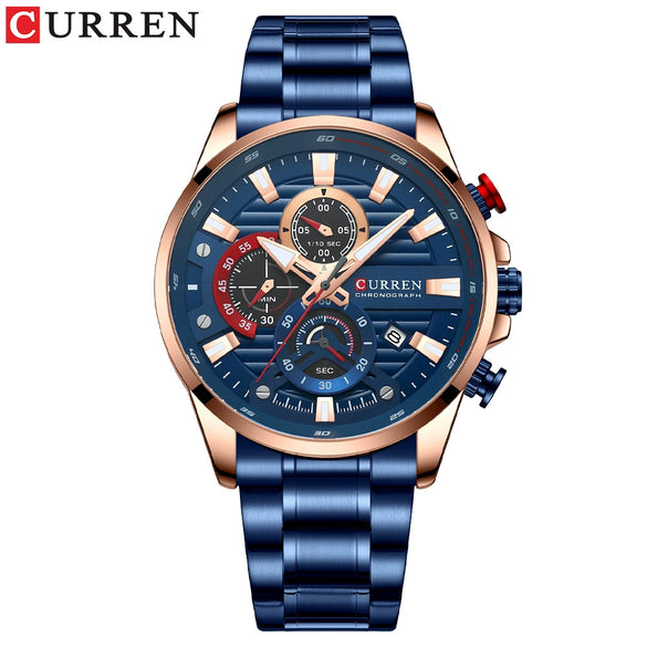 Men's Business Style Alloy Case Stainless Steel Band Round Dial Quartz Watch
