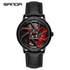 Men's Business Style Alloy Case Steel Band Round Dial Threedimensional Wheel Rotating Waterproof Quartz Watch