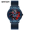 Men's Business Style Alloy Case Steel Band Round Dial Threedimensional Wheel Rotating Waterproof Quartz Watch