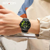 Men's Business Style Alloy Case Steel Band Round Dial Threedimensional Wheel Rotating Waterproof Quartz Watch