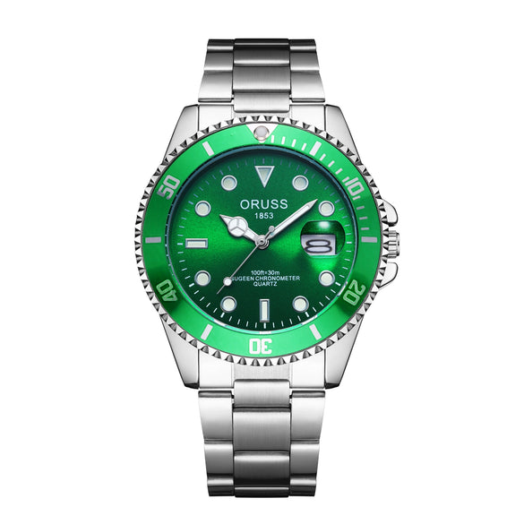 Men's Business Style Automatic Movement Stainless Steel Belt Waterproof Luminous Calendar Round Watch