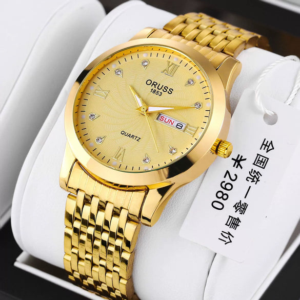Men's Business Style Automatic Movement Watch Steel Case And Strap Round Dial Luminous Waterproof