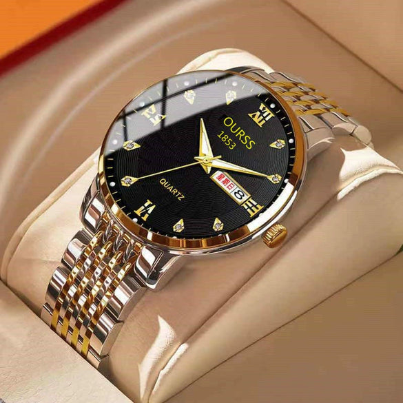 Men's Business Style Automatic Movement Watch Steel Case And Strap Round Dial Luminous Waterproof