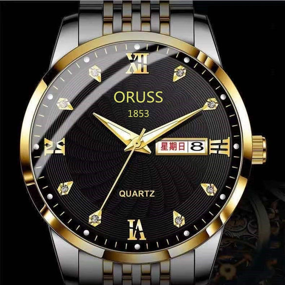Men's Business Style Automatic Movement Watch Steel Case And Strap Round Dial Luminous Waterproof