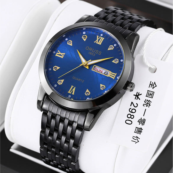 Men's Business Style Automatic Movement Watch Steel Case And Strap Round Dial Luminous Waterproof