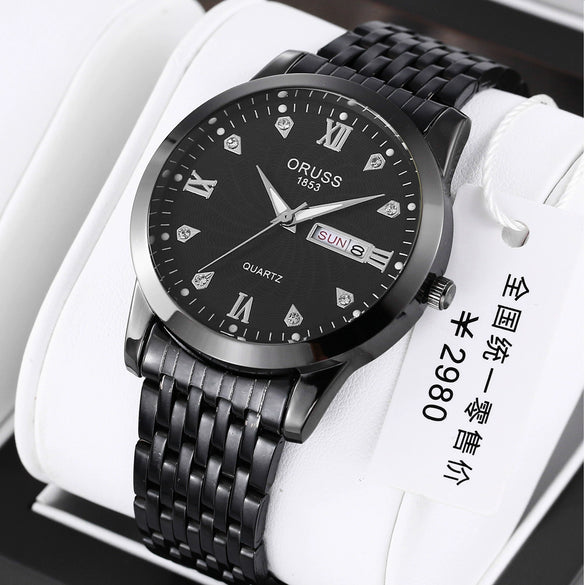 Men's Business Style Automatic Movement Watch Steel Case And Strap Round Dial Luminous Waterproof