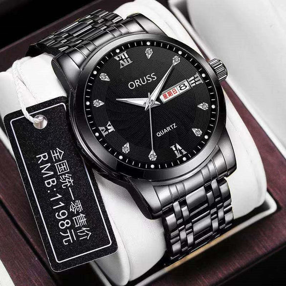 Men's Business Style Automatic Movement Watch Steel Case And Strap Round Dial Luminous Waterproof