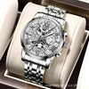 Men's Business Style Automatic Movement Waterproof Luminous Watch With Steel Case And Stainless Steel Strap