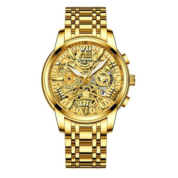 Men's Business Style Automatic Movement Waterproof Luminous Watch With Steel Case And Stainless Steel Strap