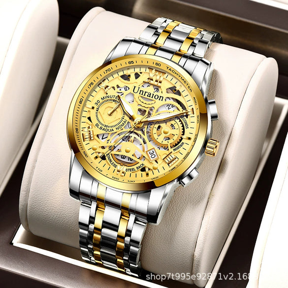 Men's Business Style Automatic Movement Waterproof Luminous Watch With Steel Case And Stainless Steel Strap