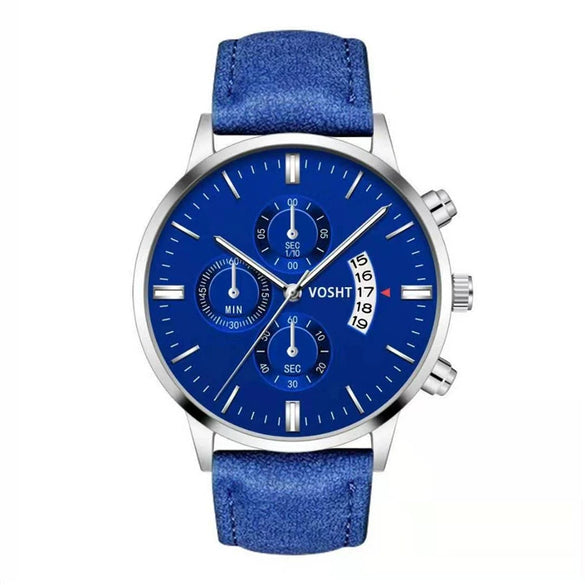 Men's Business Style Belt Calendar Watch With Imitation Leather Strap Alloy Case And Round Dial