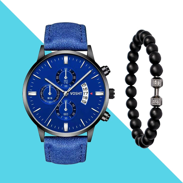 Men's Business Style Belt Calendar Watch With Imitation Leather Strap Alloy Case And Round Dial