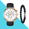 Men's Business Style Belt Calendar Watch With Imitation Leather Strap Alloy Case And Round Dial