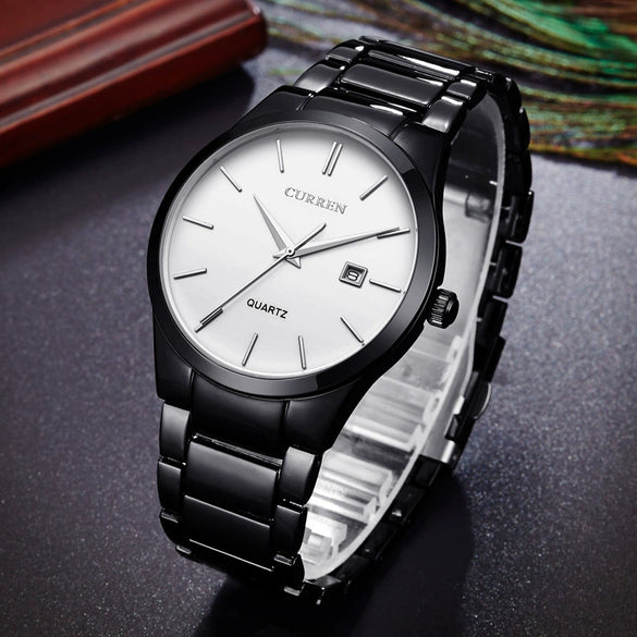 Men's Business Style Fashion Quartz Watch With Alloy Case Stainless Steel Band And Round Dial