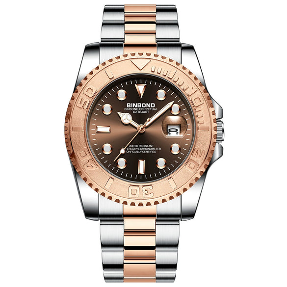 Men's Business Style Metal And Stainless Steel Luminous Waterproof Round Dial Sports Watch