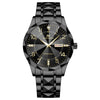 Men's Business Style Metal And Stainless Steel Watch With Round Dial And Cut Diamond Design