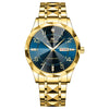 Men's Business Style Metal And Stainless Steel Watch With Round Dial And Cut Diamond Design