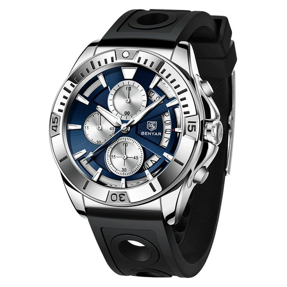 Men's Business Style Metal Case Stainless Steel Band Round Dial Quartz Multifunctional Waterproof Luminous Watch