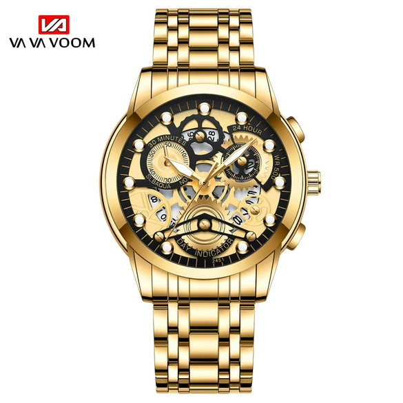 Men's Business Style Metal Case Stainless Steel Strap Round Dial Quartz Movement Waterproof Watch With Mineral Strengthened Glass Mirror