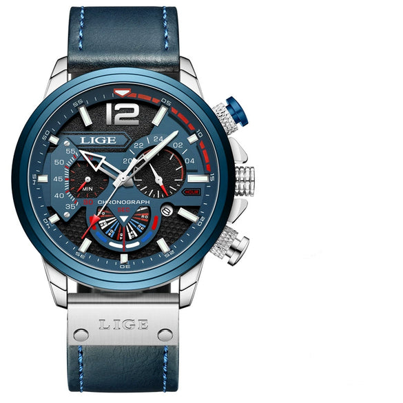 Men's Business Style Multifunctional Watch With Leather Strap Alloy Case And Stainless Steel Buckle