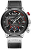 Men's Business Style Multifunctional Watch With Leather Strap Alloy Case And Stainless Steel Buckle