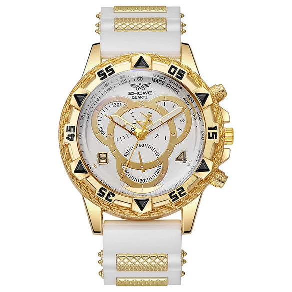 Men's Business Style Quartz Watch With Alloy Case Silicone Strap And Round Dial